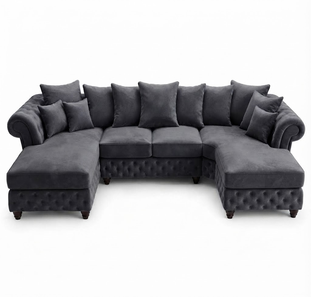 Nicole Large U Shape Naples Dark Grey Sofa