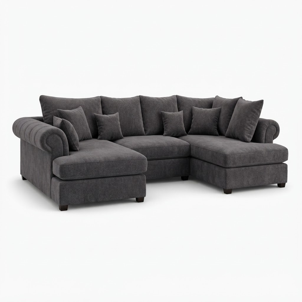 Nicole Mini U Shape Naples Dark Grey Sofa