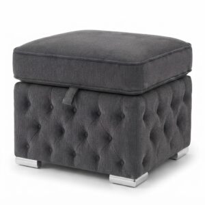 Nicole Naples Dark Grey Gloria Footstool With Storage