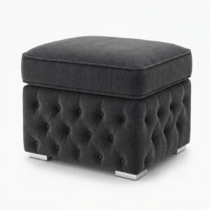 Nicole Naples Dark Grey Gloria Footstool Without Storage