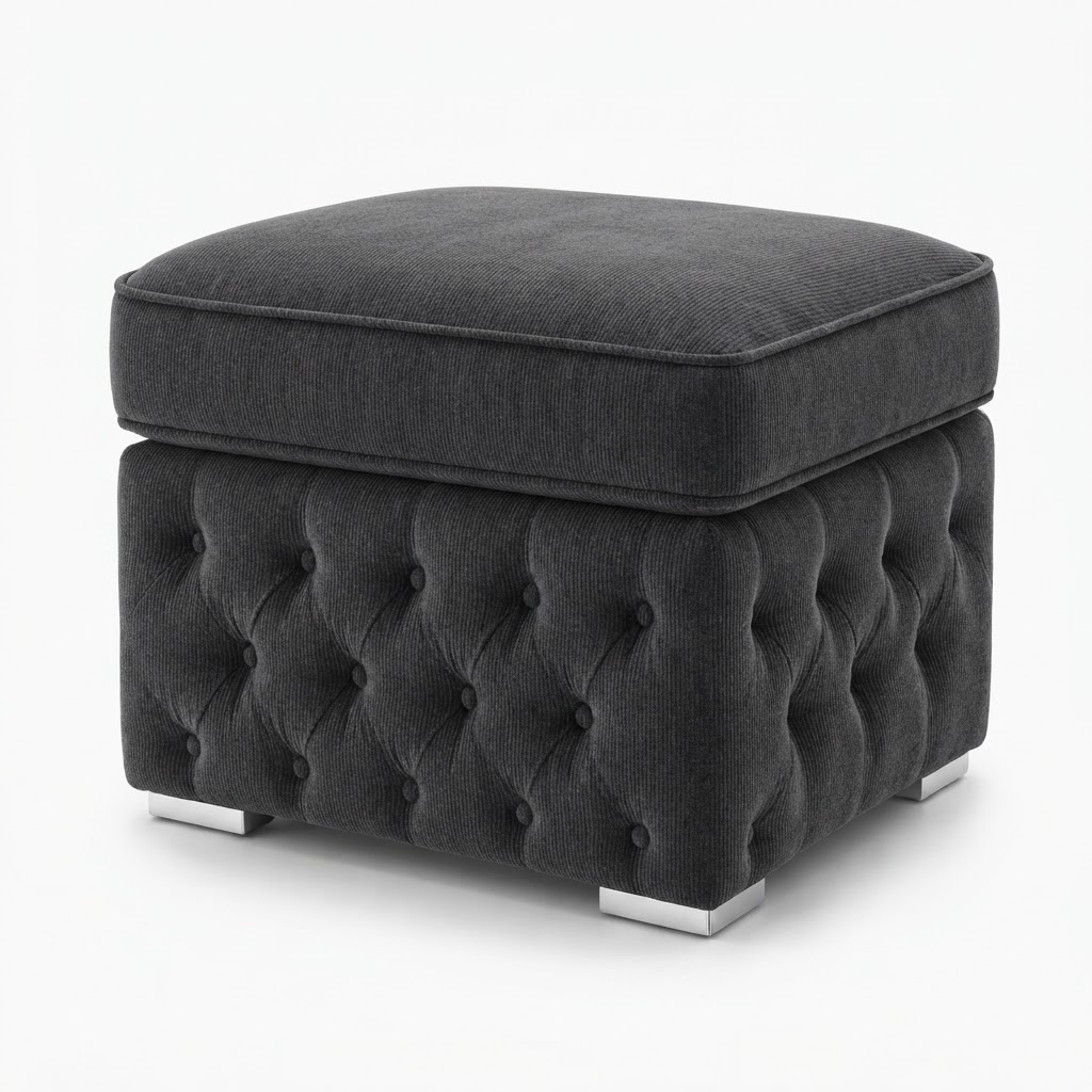 Nicole Naples Dark Grey Gloria Footstool Without Storage