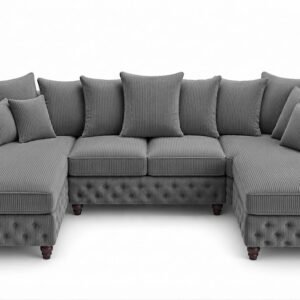 Nicole U Shape Jumbo Cord Grey sofa