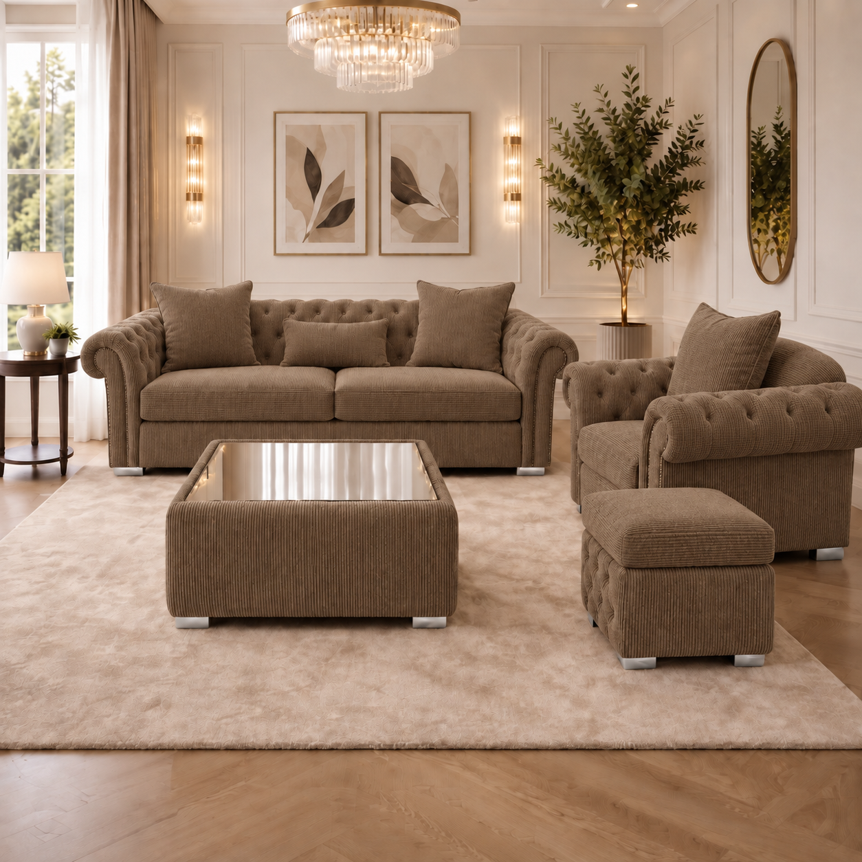 Nicole Coffee Table Jumbo Cord Brown 4