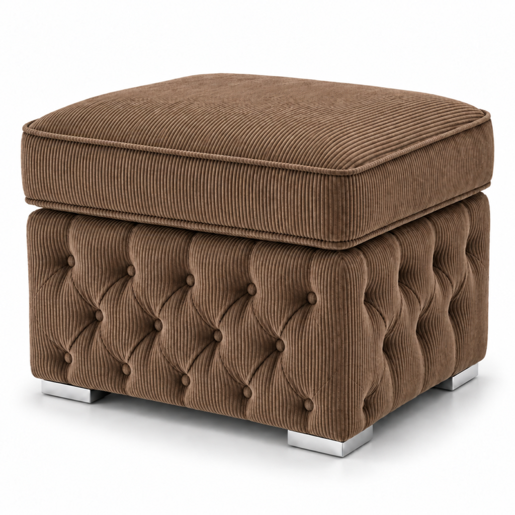 Nicole Jumbo Cord Brown Gloria Footstool Without Storage