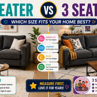 Dark grey 2 seater vs 3 seater sofa comparison